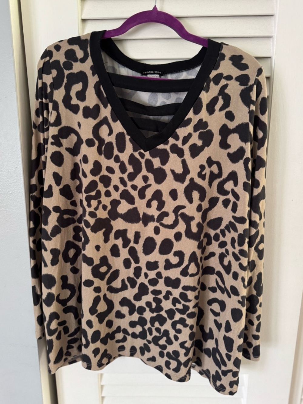 HEIMISH USA Black and Tan Leopard Print Top